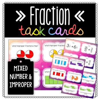 Preview of Mixed Numbers and Improper Fraction Task Cards