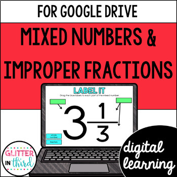 Preview of Mixed Numbers and Improper Fractions Activities for Google Classroom