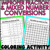 Mixed Numbers and Improper Fractions Activity Coloring Worksheet