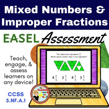 Preview of Mixed Numbers and Improper Fractions Easel Assessment 