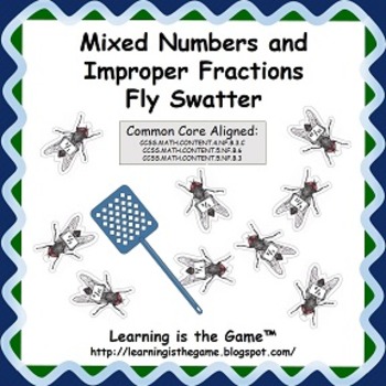 Preview of Mixed Numbers and Improper Fractions Fly Swatter