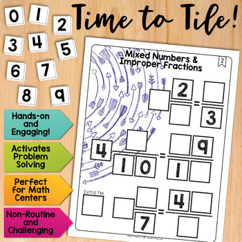 Preview of Mixed Numbers and Improper Fractions Math Centers Math Tiles