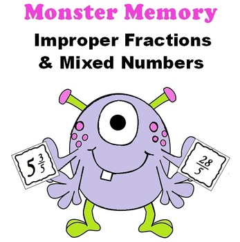 Preview of Mixed Numbers and Improper Fractions Memory Game
