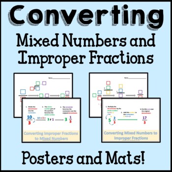 Preview of Converting Mixed Numbers and Improper Fractions Math Set