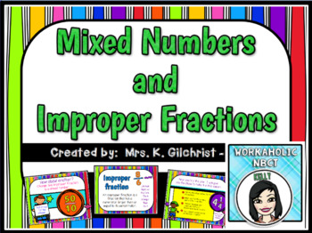Preview of Mixed Numbers and Improper Fractions Promethean ActivInspire Flipchart Lesson