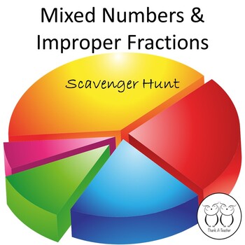 Preview of Mixed Numbers and Improper Fractions Scavenger Hunt Activity for Upper Elem.