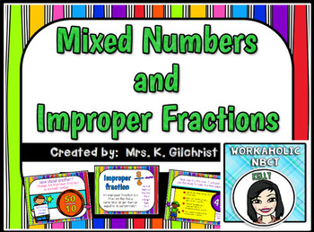 Preview of Mixed Numbers and Improper Fractions Smart Notebook Lesson