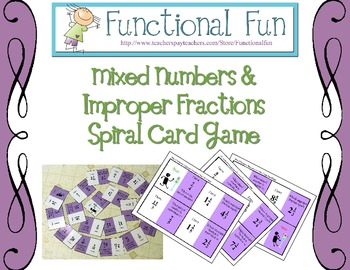 Preview of Mixed Numbers and Improper Fractions Spiral Card Game