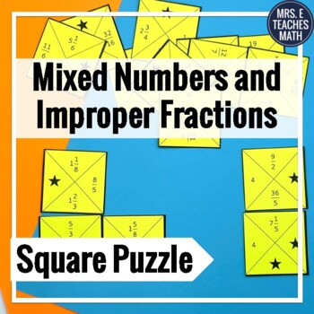 Preview of Mixed Numbers and Improper Fractions Square Puzzle