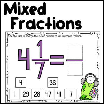 Preview of Mixed Numbers and Improper fractions practice for Google Slides™