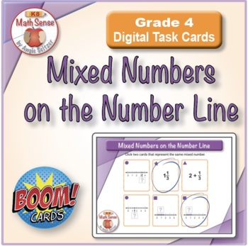 Preview of Mixed Numbers on the Number Line: BOOM Digital Matching Task Cards 4F21-N