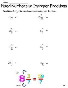 Preview of Mixed Numbers to Improper Fractions