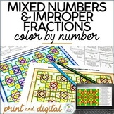 Improper Fractions to Mixed Numbers Color by Number Math C