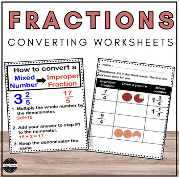 Preview of Mixed Numbers and Improper Fractions | Fractions Worksheets