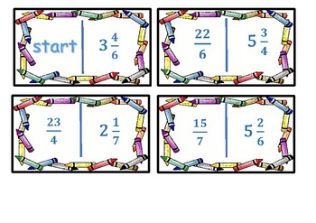 Preview of Mixed Numbers to Improper Fractions - Dominoes