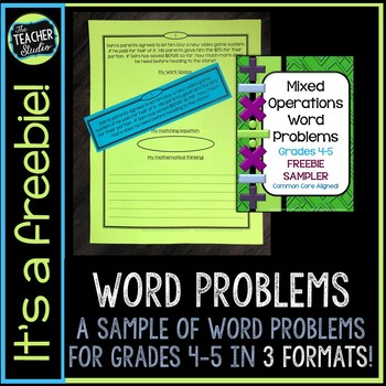 Preview of Mixed Operation Word Problem FREEBIE: Problem Solving for Grade 4-5