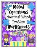 Mixed Operation Decimal Word Problem Worksheets