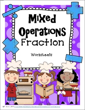 Preview of Mixed Operation Fraction Word Problem Worksheets