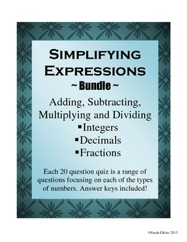 Preview of Mixed Operation Review Bundle ~ Integers/Fractions/Decimals