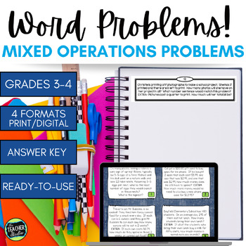 Preview of Mixed Operations Word Problems - Grade 3 Story Problems - Grade 4 Story Problems