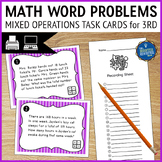 Mixed Operations Word Problems Math Review Task Cards 3rd Grade 