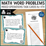 Mixed Operations Word Problems Math Review Task Cards 4th Grade