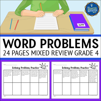 Preview of Mixed Operations Word Problems Math Review Worksheets 4th Grade