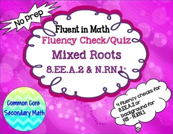 Preview of Cube & Square Root Mixed Fluency Check / Quiz:  No Prep Fluent in Math Series
