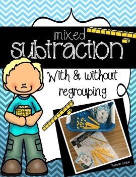 Preview of Mixed Two-Digit Subtraction Task Cards (with and without regrouping)