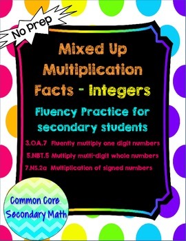 Preview of Integer Mixed Up Multiplication for Secondary Students: No Prep Fluent in Math