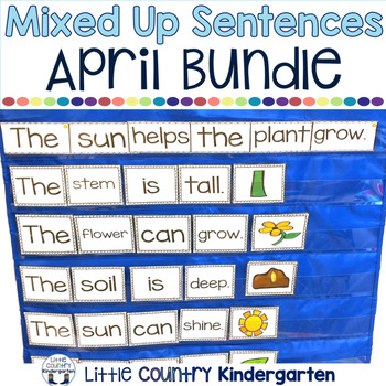 Preview of Mixed Up Sentences - April Pocket Chart Sentence Scrambles for Sentence Building