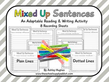 Preview of FREE Mixed Up Sentences [Ashley Hughes Design]