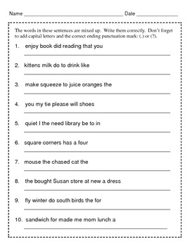 Mixed Up Sentences / Writing Sentences / 2nd Grade / 3rd Grade | TpT