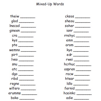  Mixed  Up Words  by WhooperSwan Teachers Pay Teachers