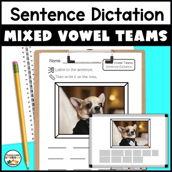 Preview of Mixed Vowel Teams Sentence Dictation with Photo Writing Prompts