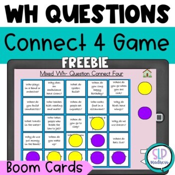 Preview of Mixed Wh Questions Game Boom Cards Freebie Speech Therapy No Prep