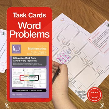 Preview of Mixed Math Word Problems Task Cards