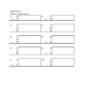 Preview of Mixed addition and subtraction single digit 18 or less