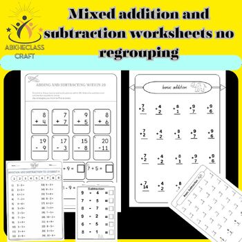 Preview of Mixed addition and subtraction worksheets no regrouping