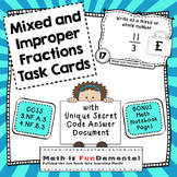 Mixed and Improper Fractions Task Cards with Coded Joke An