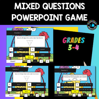 Preview of Mixed math questions self correcting PowerPoint game grades 3-4