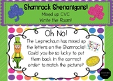 St. Patrick's Day-Mixed up CVC words-Write the Room and Word Work