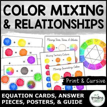 Preview of Mixing Colors of The Color Wheel Color Theory Montessori Art Science Cursive