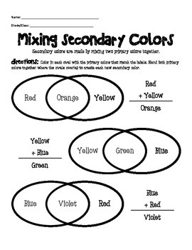 Color Mixing - Free Worksheet - SKOOLGO