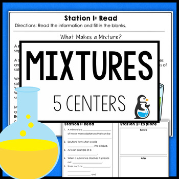 Preview of Mixtures and Solutions Science Centers | 3rd 4th Grade Reading Lab Activity