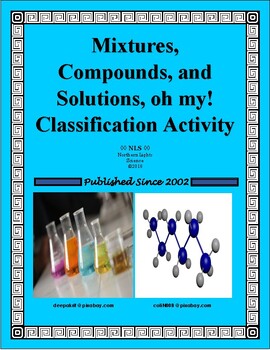 Preview of Mixtures, Compounds, and Solutions, oh my! Classification Activity