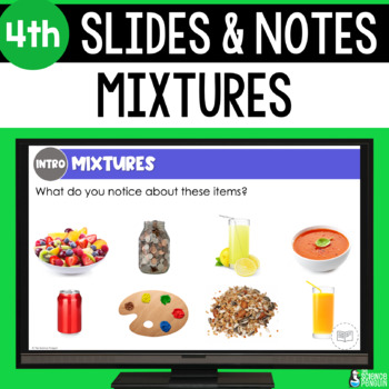 Preview of Mixtures and Solutions Slides & Notes | 4th Grade Science Powerpoint