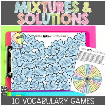 Preview of Mixtures & Solutions Science Vocabulary Games