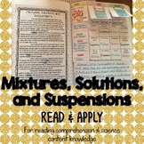 Mixtures Solutions and Suspension Reading Comprehension In