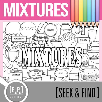 Preview of Mixtures Vocabulary Search Activity | Seek and Find Science Doodle